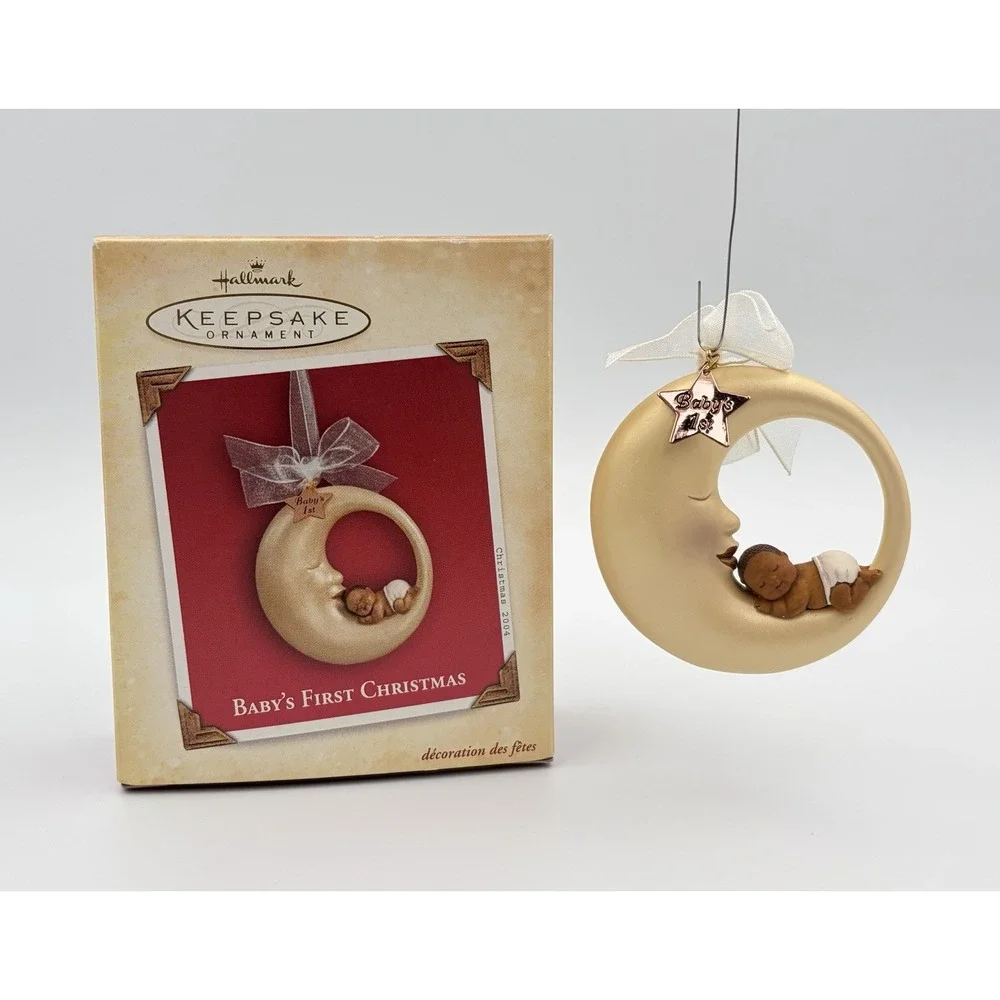 Hallmark Keepsake Ornament African American Baby's First Christmas 2004 Moon VTG